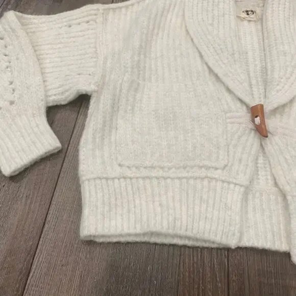 NWOT Free People Cream Grey Cardigan Long Sleeves Size XS Oversize - Picture 2 of 9